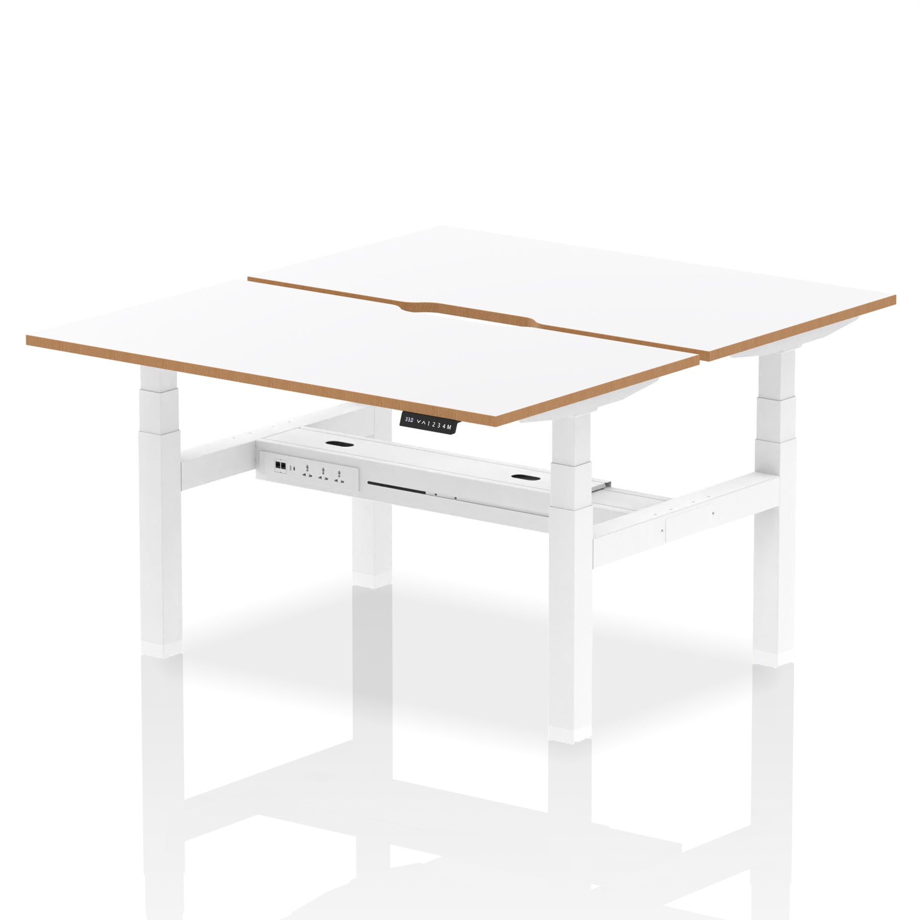 Oslo Air Back-to-Back Height Adjustable Bench Desk, 2/4/6 Person, 1200–1600mm Width, Optional Black Screen, MFC & Steel, Self-Assembly, 10 Year Warranty
