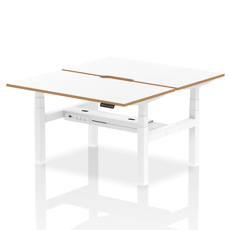 Oslo Air Back-to-Back Height Adjustable Bench Desk, 2/4/6 Person, 1200–1600mm Width, Optional Black Screen, MFC & Steel, Self-Assembly, 10 Year Warranty