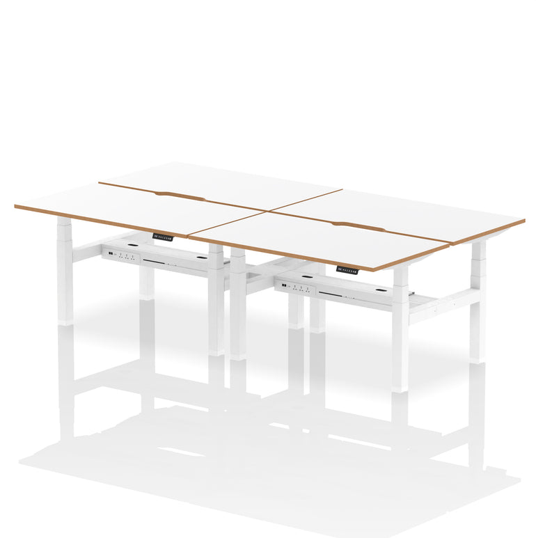 Oslo Air Back-to-Back Height Adjustable Bench Desk, 2/4/6 Person, 1200–1600mm Width, Optional Black Screen, MFC & Steel, Self-Assembly, 10 Year Warranty