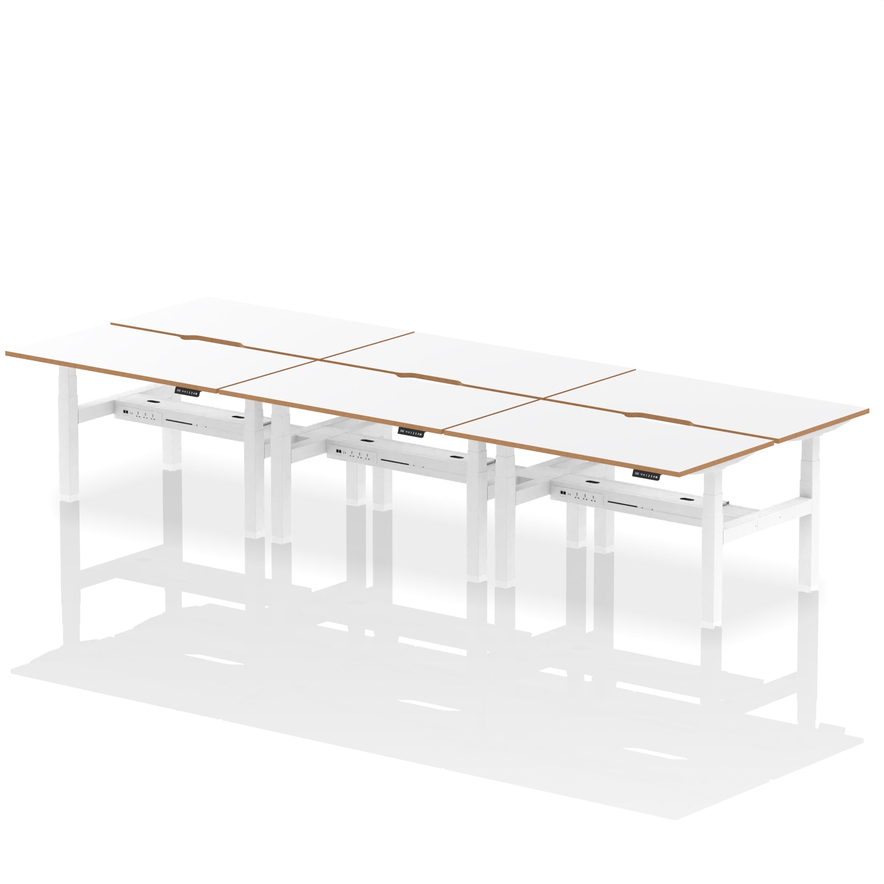 Oslo Air Back-to-Back Height Adjustable Bench Desk, 2/4/6 Person, 1200–1600mm Width, Optional Black Screen, MFC & Steel, Self-Assembly, 10 Year Warranty