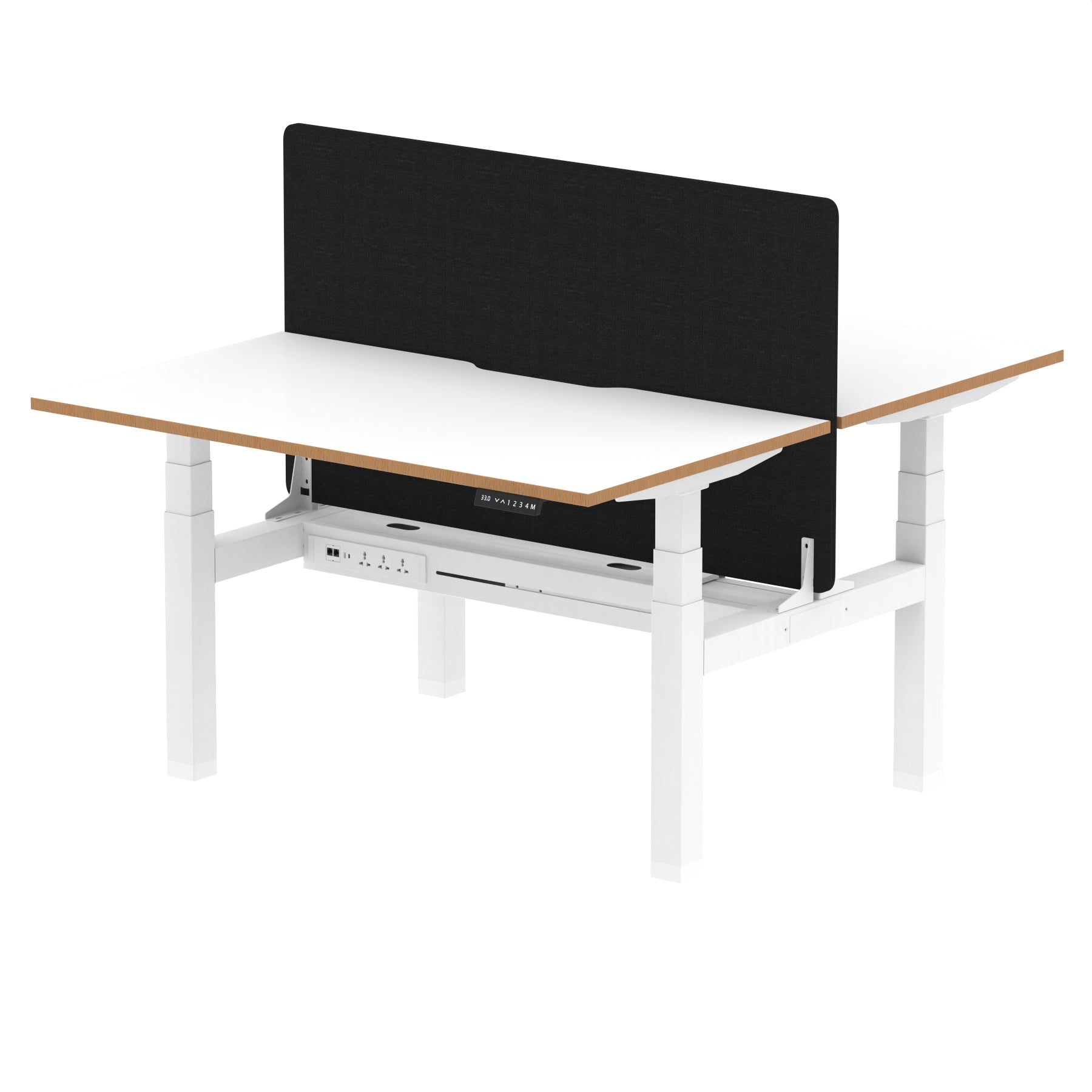 Oslo Air Back-to-Back Height Adjustable Bench Desk, 2/4/6 Person, 1200–1600mm Width, Optional Black Screen, MFC & Steel, Self-Assembly, 10 Year Warranty