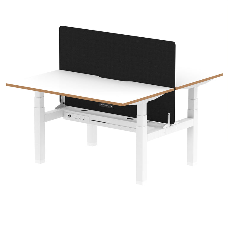 Oslo Air Back-to-Back Height Adjustable Bench Desk, 2/4/6 Person, 1200–1600mm Width, Optional Black Screen, MFC & Steel, Self-Assembly, 10 Year Warranty