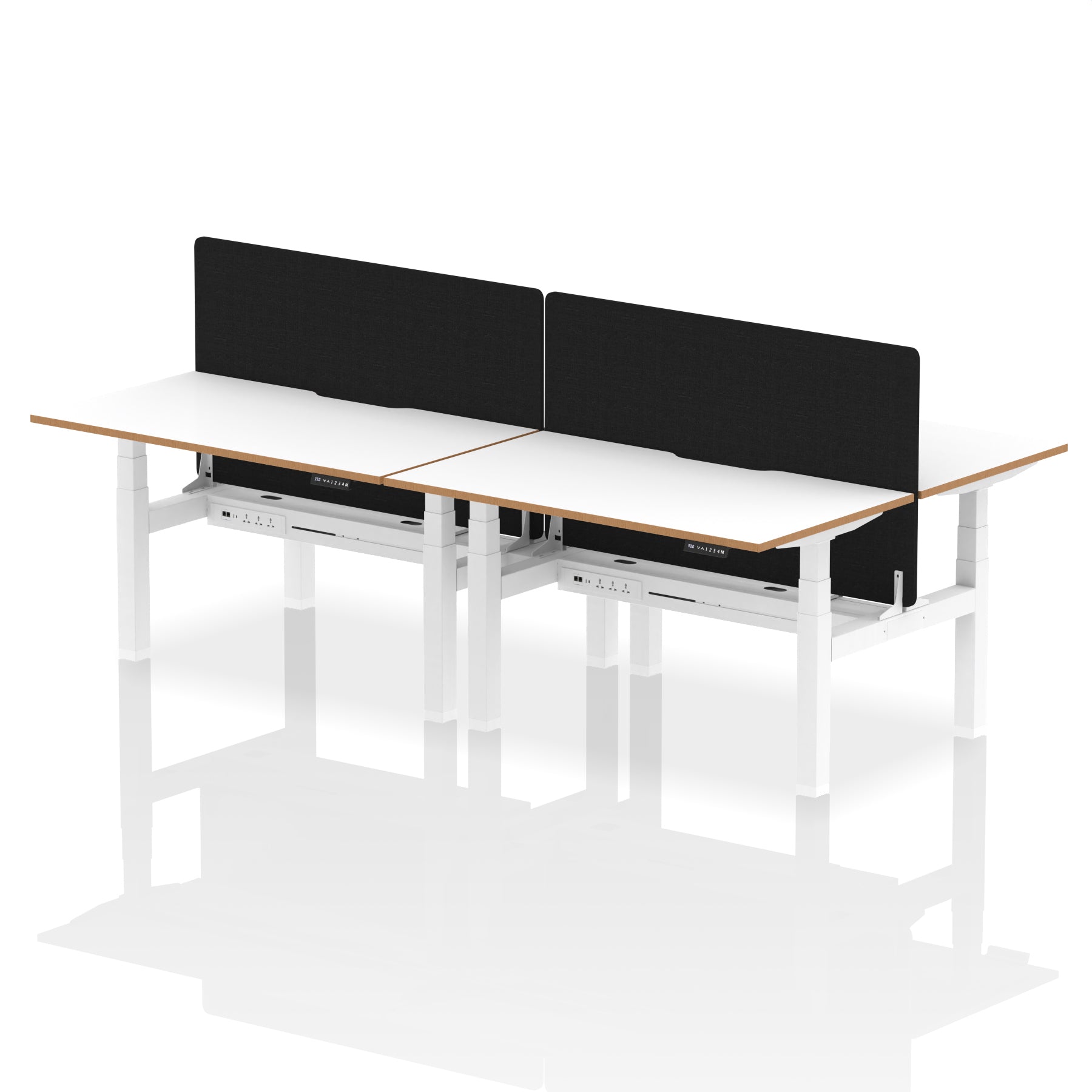 Oslo Air Back-to-Back Height Adjustable Bench Desk, 2/4/6 Person, 1200–1600mm Width, Optional Black Screen, MFC & Steel, Self-Assembly, 10 Year Warranty