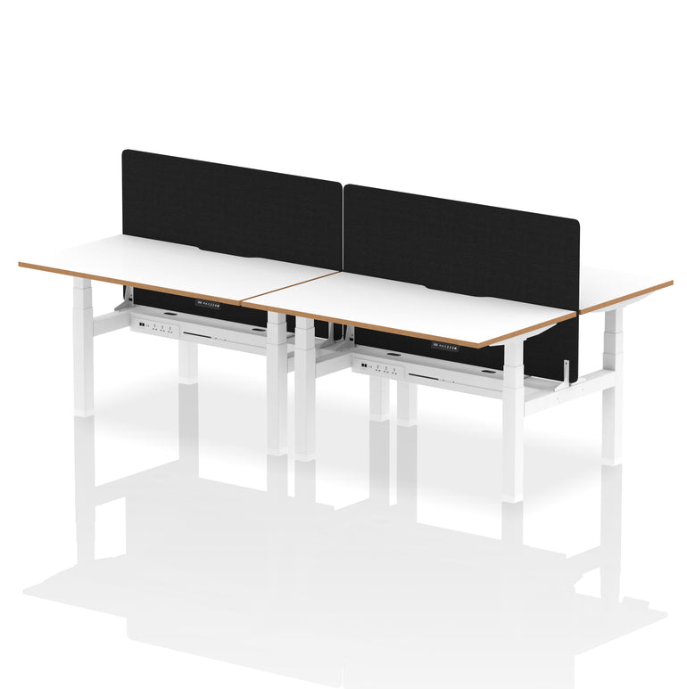 Oslo Air Back-to-Back Height Adjustable Bench Desk, 2/4/6 Person, 1200–1600mm Width, Optional Black Screen, MFC & Steel, Self-Assembly, 10 Year Warranty