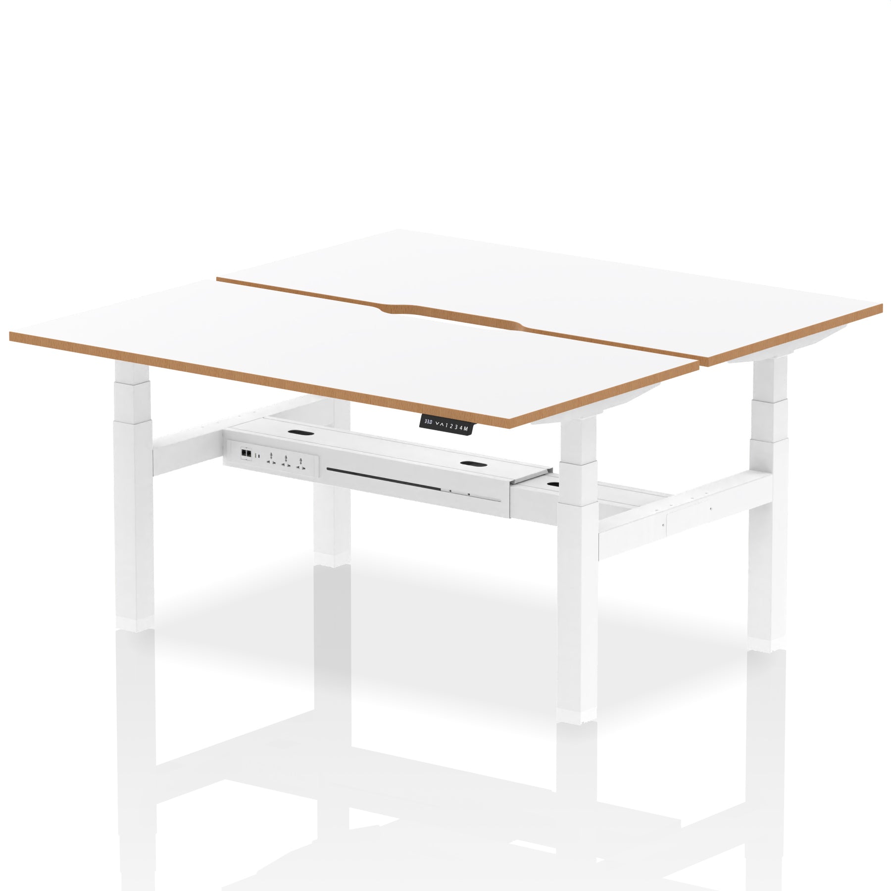 Oslo Air Back-to-Back Height Adjustable Bench Desk, 2/4/6 Person, 1200–1600mm Width, Optional Black Screen, MFC & Steel, Self-Assembly, 10 Year Warranty