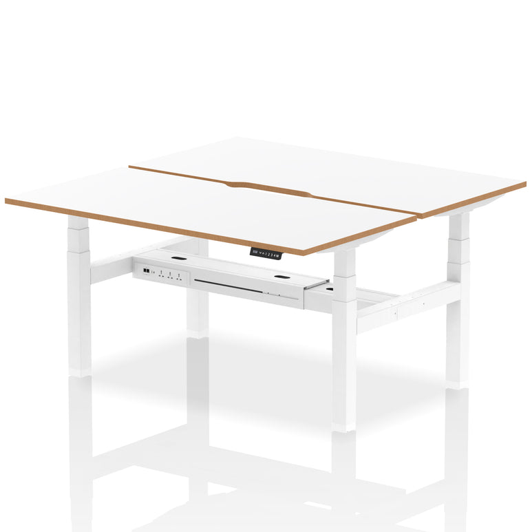 Oslo Air Back-to-Back Height Adjustable Bench Desk, 2/4/6 Person, 1200–1600mm Width, Optional Black Screen, MFC & Steel, Self-Assembly, 10 Year Warranty