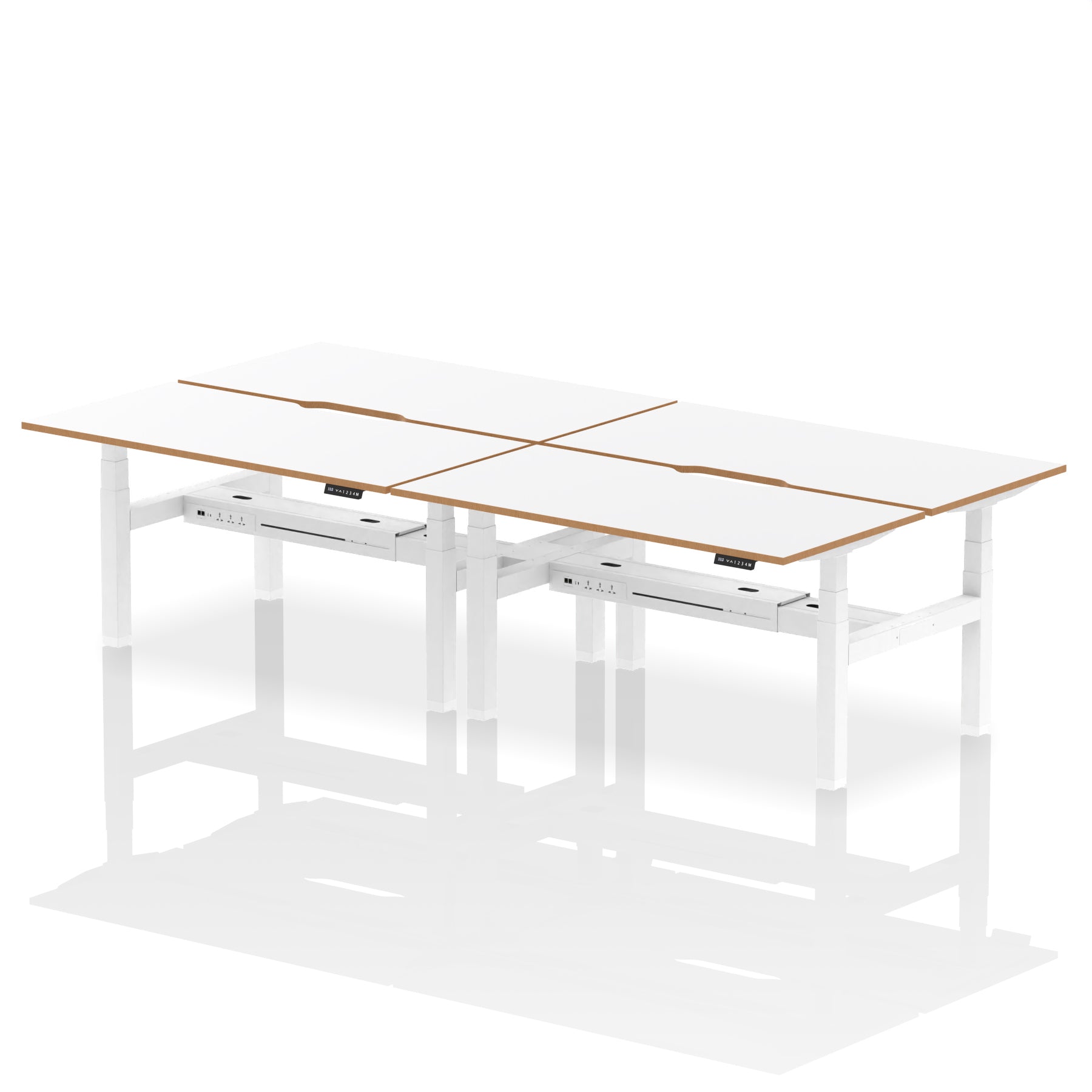 Oslo Air Back-to-Back Height Adjustable Bench Desk, 2/4/6 Person, 1200–1600mm Width, Optional Black Screen, MFC & Steel, Self-Assembly, 10 Year Warranty