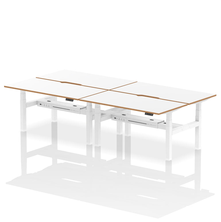 Oslo Air Back-to-Back Height Adjustable Bench Desk, 2/4/6 Person, 1200–1600mm Width, Optional Black Screen, MFC & Steel, Self-Assembly, 10 Year Warranty