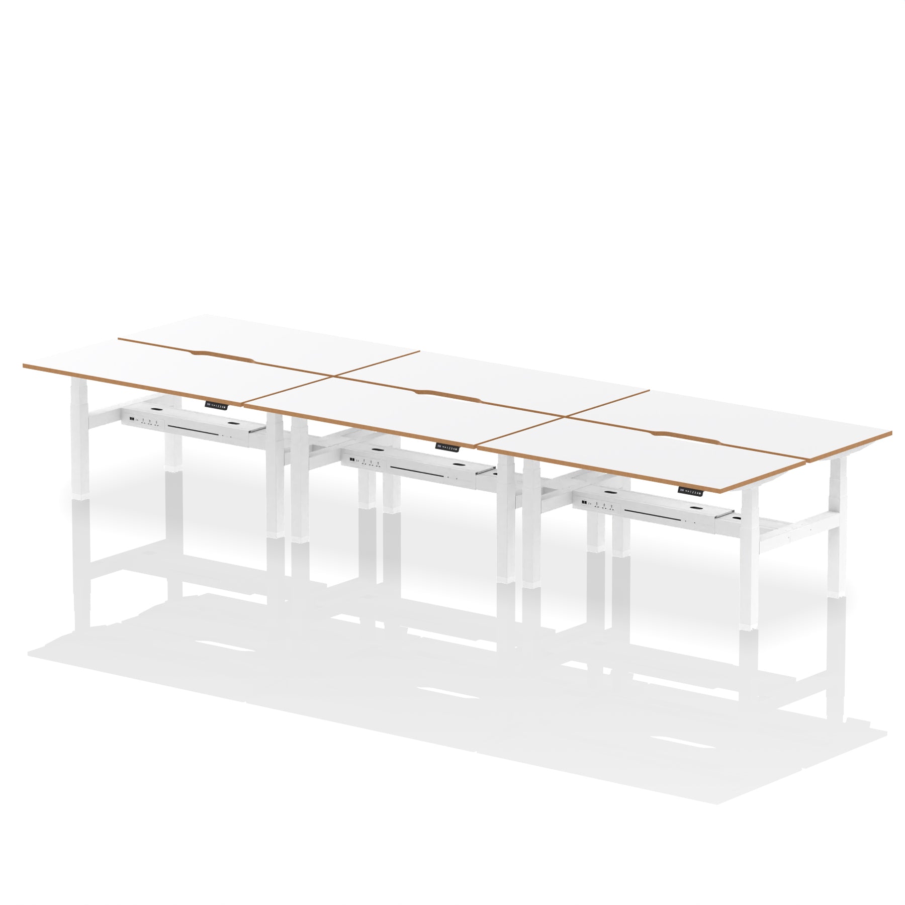 Oslo Air Back-to-Back Height Adjustable Bench Desk, 2/4/6 Person, 1200–1600mm Width, Optional Black Screen, MFC & Steel, Self-Assembly, 10 Year Warranty