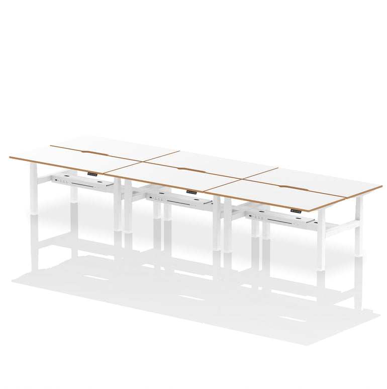 Oslo Air Back-to-Back Height Adjustable Bench Desk, 2/4/6 Person, 1200–1600mm Width, Optional Black Screen, MFC & Steel, Self-Assembly, 10 Year Warranty