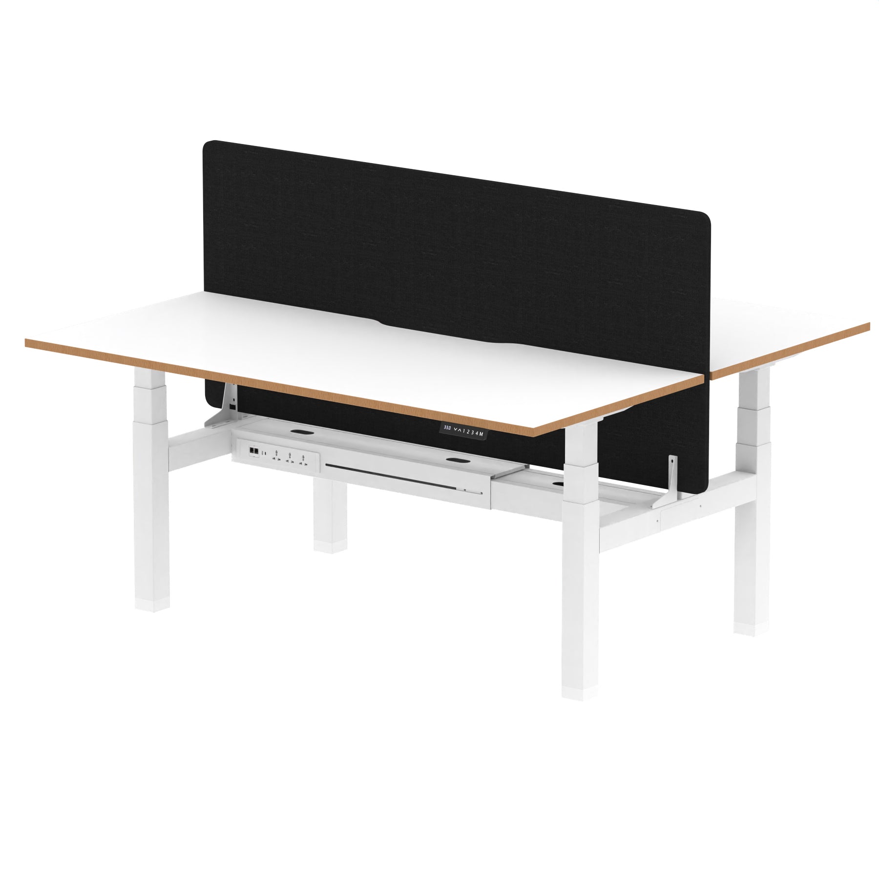 Oslo Air Back-to-Back Height Adjustable Bench Desk, 2/4/6 Person, 1200–1600mm Width, Optional Black Screen, MFC & Steel, Self-Assembly, 10 Year Warranty