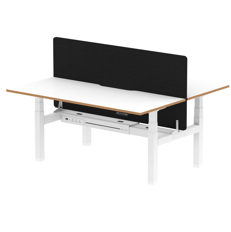 Oslo Air Back-to-Back Height Adjustable Bench Desk, 2/4/6 Person, 1200–1600mm Width, Optional Black Screen, MFC & Steel, Self-Assembly, 10 Year Warranty