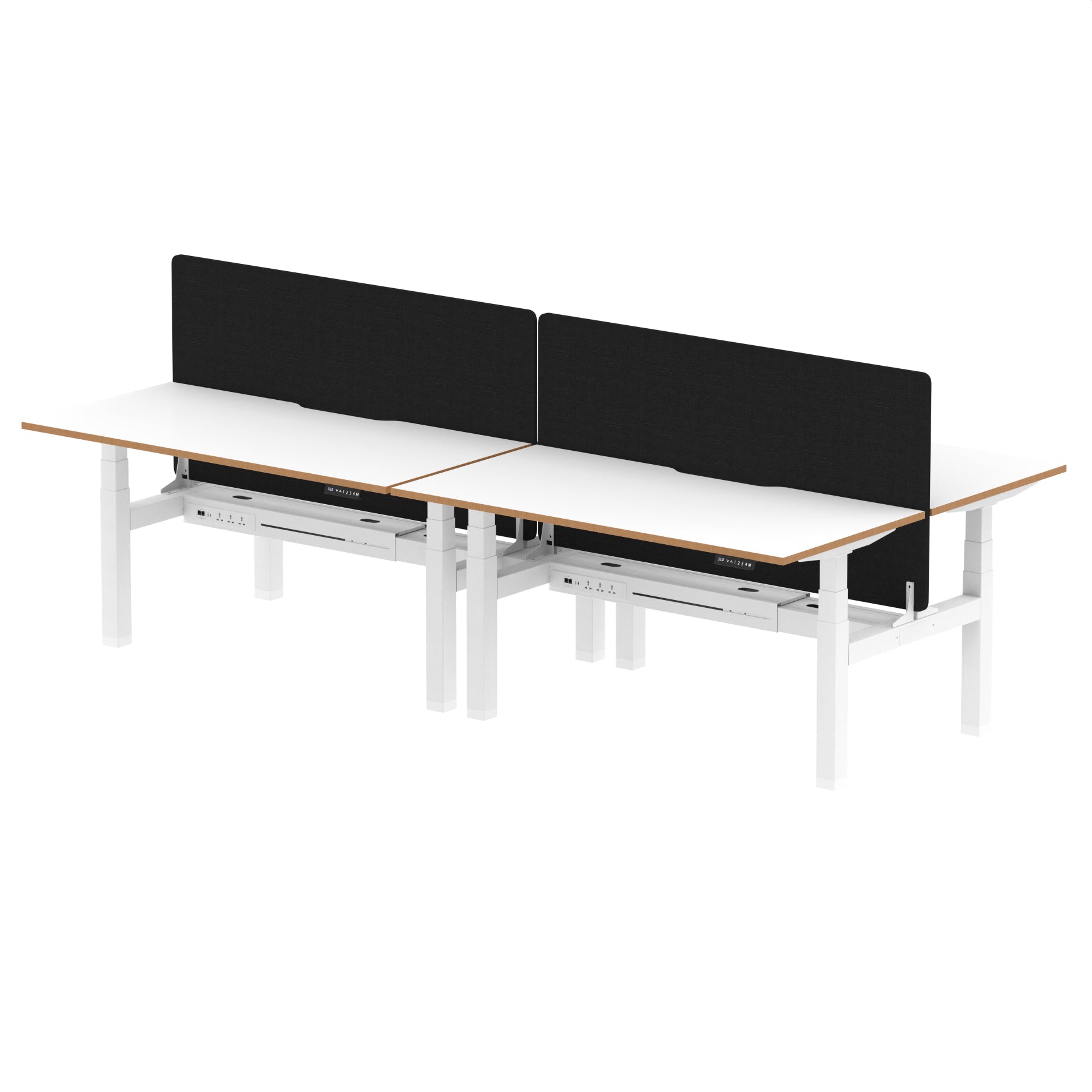 Oslo Air Back-to-Back Height Adjustable Bench Desk, 2/4/6 Person, 1200–1600mm Width, Optional Black Screen, MFC & Steel, Self-Assembly, 10 Year Warranty