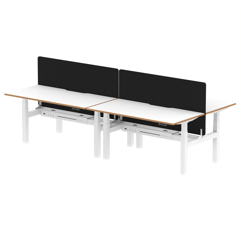 Oslo Air Back-to-Back Height Adjustable Bench Desk, 2/4/6 Person, 1200–1600mm Width, Optional Black Screen, MFC & Steel, Self-Assembly, 10 Year Warranty