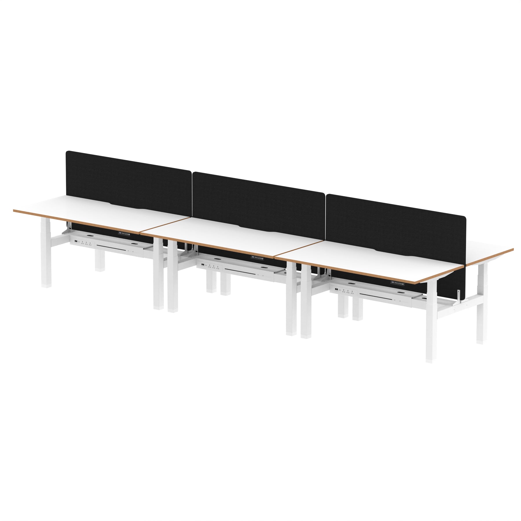 Oslo Air Back-to-Back Height Adjustable Bench Desk, 2/4/6 Person, 1200–1600mm Width, Optional Black Screen, MFC & Steel, Self-Assembly, 10 Year Warranty