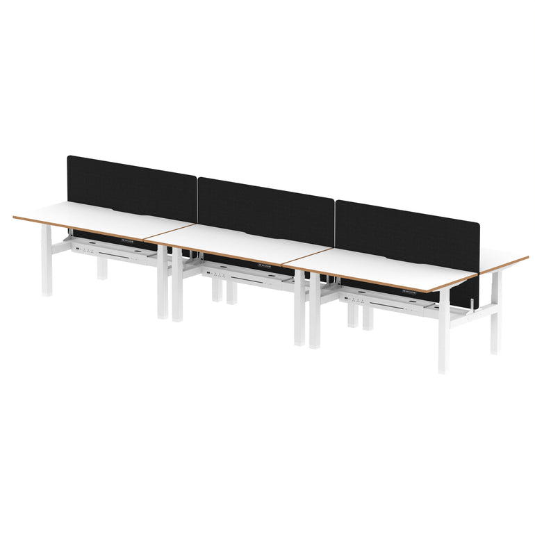 Oslo Air Back-to-Back Height Adjustable Bench Desk, 2/4/6 Person, 1200–1600mm Width, Optional Black Screen, MFC & Steel, Self-Assembly, 10 Year Warranty