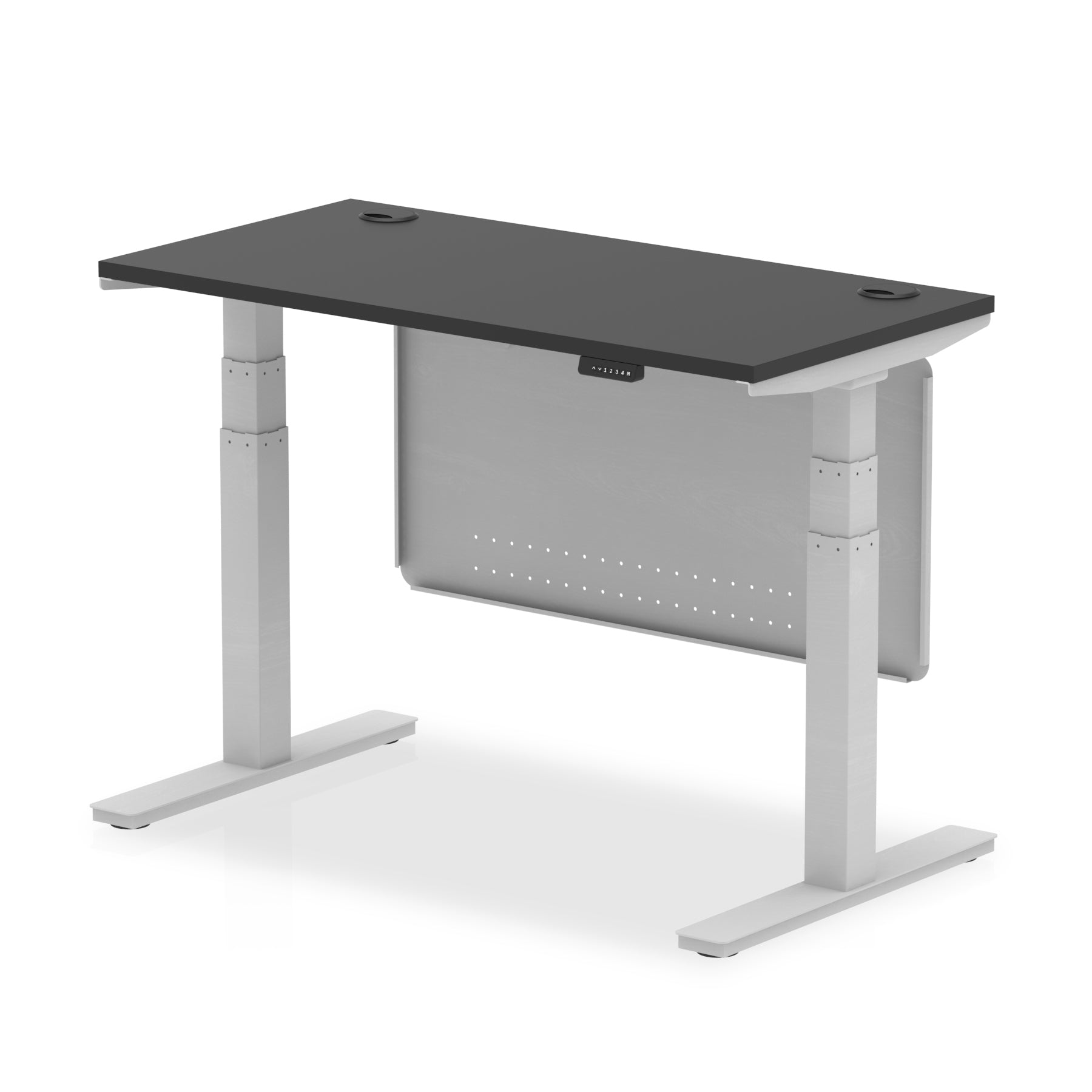 Air Height Adjustable Slimline Desk with Cable Ports & Steel Modesty Panel, 1200–1800mm, Multiple Colours & Frames, MFC, Self-Assembly, 10yr Warranty