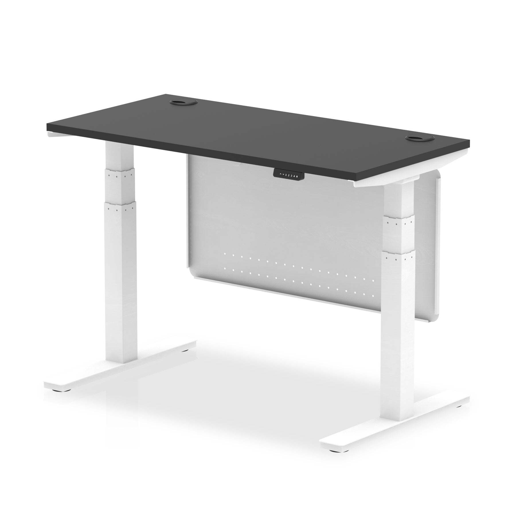 Air Height Adjustable Slimline Desk with Cable Ports & Steel Modesty Panel, 1200–1800mm, Multiple Colours & Frames, MFC, Self-Assembly, 10yr Warranty