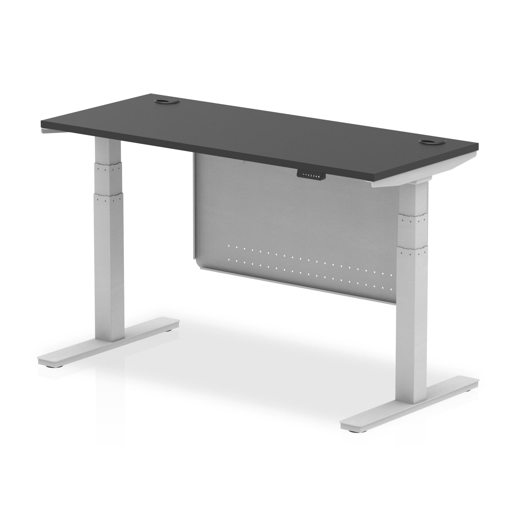 Air Height Adjustable Slimline Desk with Cable Ports & Steel Modesty Panel, 1200–1800mm, Multiple Colours & Frames, MFC, Self-Assembly, 10yr Warranty