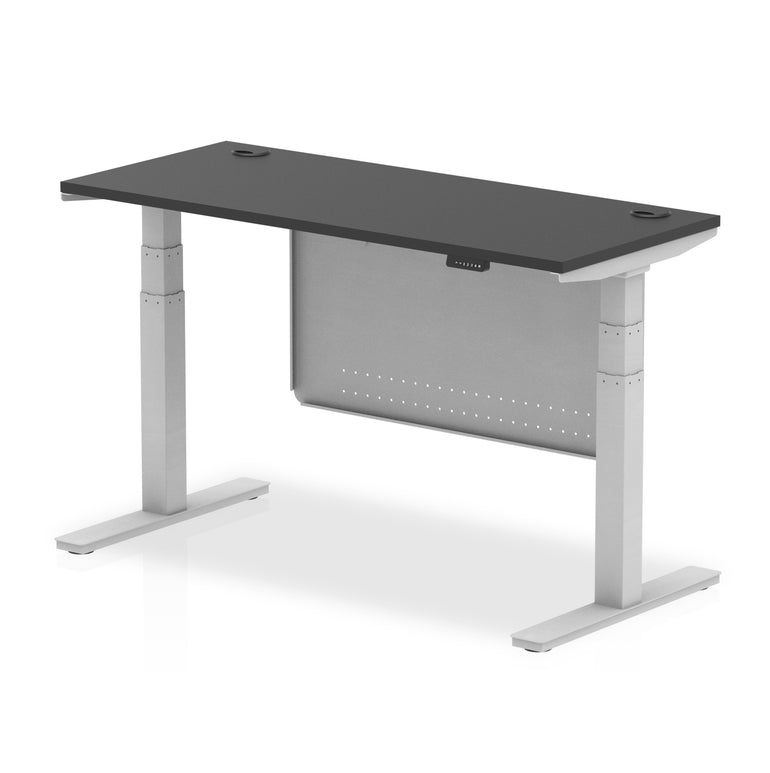 Air Height Adjustable Slimline Desk with Cable Ports & Steel Modesty Panel, 1200–1800mm, Multiple Colours & Frames, MFC, Self-Assembly, 10yr Warranty