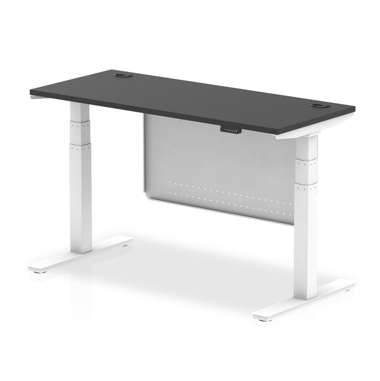 Air Height Adjustable Slimline Desk with Cable Ports & Steel Modesty Panel, 1200–1800mm, Multiple Colours & Frames, MFC, Self-Assembly, 10yr Warranty