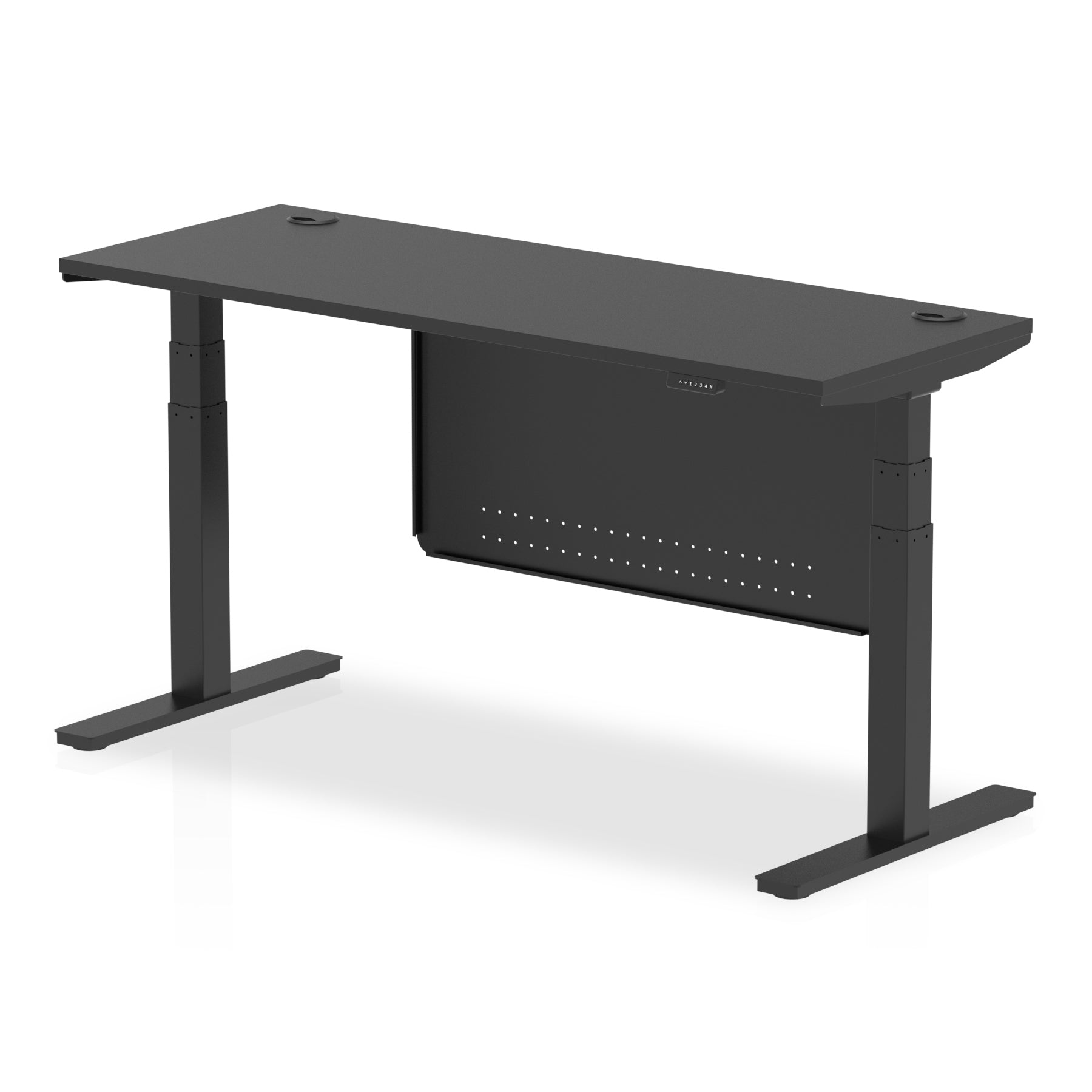 Air Height Adjustable Slimline Desk with Cable Ports & Steel Modesty Panel, 1200–1800mm, Multiple Colours & Frames, MFC, Self-Assembly, 10yr Warranty