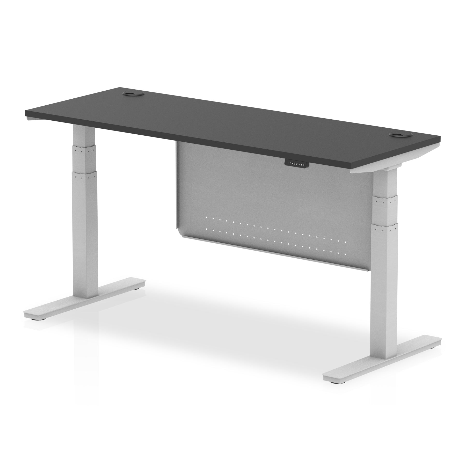 Air Height Adjustable Slimline Desk with Cable Ports & Steel Modesty Panel, 1200–1800mm, Multiple Colours & Frames, MFC, Self-Assembly, 10yr Warranty