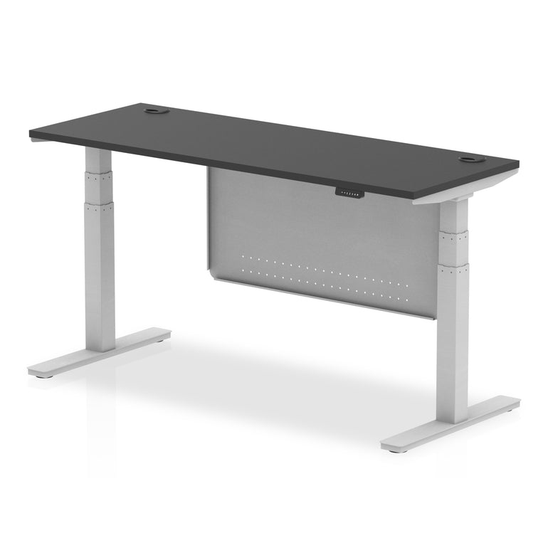 Air Height Adjustable Slimline Desk with Cable Ports & Steel Modesty Panel, 1200–1800mm, Multiple Colours & Frames, MFC, Self-Assembly, 10yr Warranty