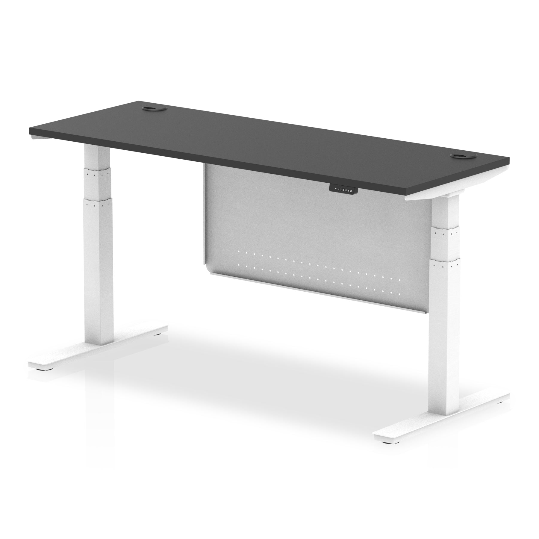Air Height Adjustable Slimline Desk with Cable Ports & Steel Modesty Panel, 1200–1800mm, Multiple Colours & Frames, MFC, Self-Assembly, 10yr Warranty