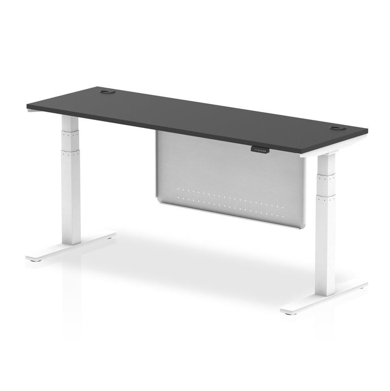 Air Height Adjustable Slimline Desk with Cable Ports & Steel Modesty Panel, 1200–1800mm, Multiple Colours & Frames, MFC, Self-Assembly, 10yr Warranty