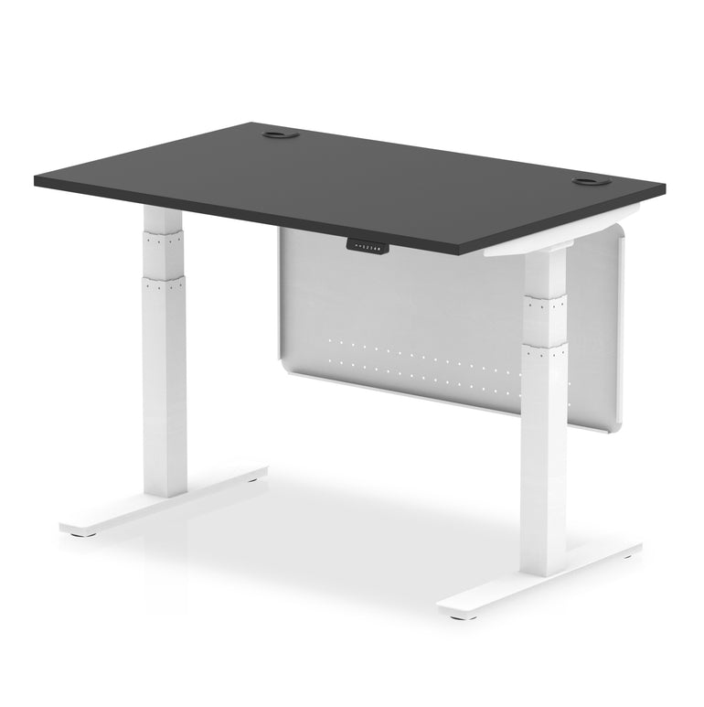 Air Height Adjustable Desk with Cable Ports & Steel Modesty Panel, 1200–1800mm, Multiple Top & Frame Colours, Durable MFC, Self Assembly, 10yr Warranty