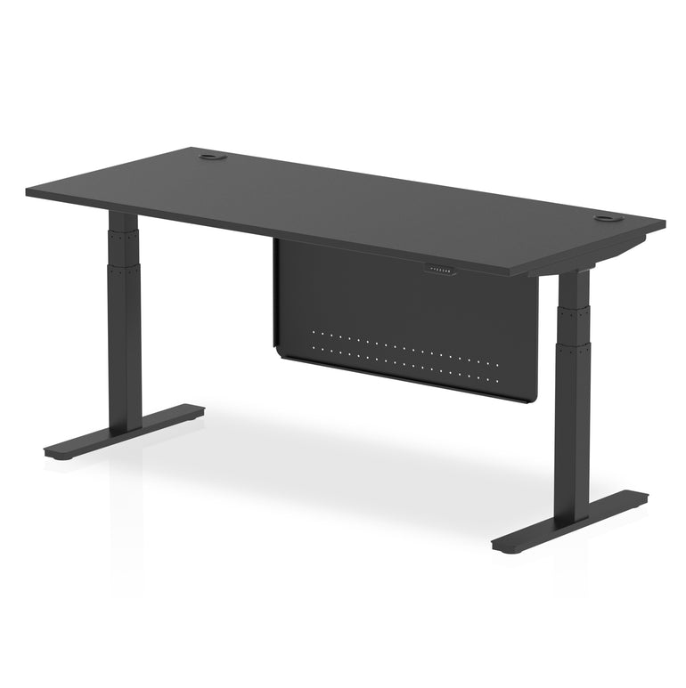 Air Height Adjustable Desk with Cable Ports & Steel Modesty Panel, 1200–1800mm, Multiple Top & Frame Colours, Durable MFC, Self Assembly, 10yr Warranty