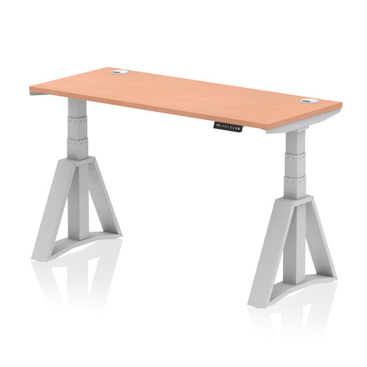 Height Adjustable Slimline Desk with Cable Ports, 1200-1800mm Wide, Multiple Desktop & Frame Colours, Steel Frame, 10-Year Warranty, Self-Assembly