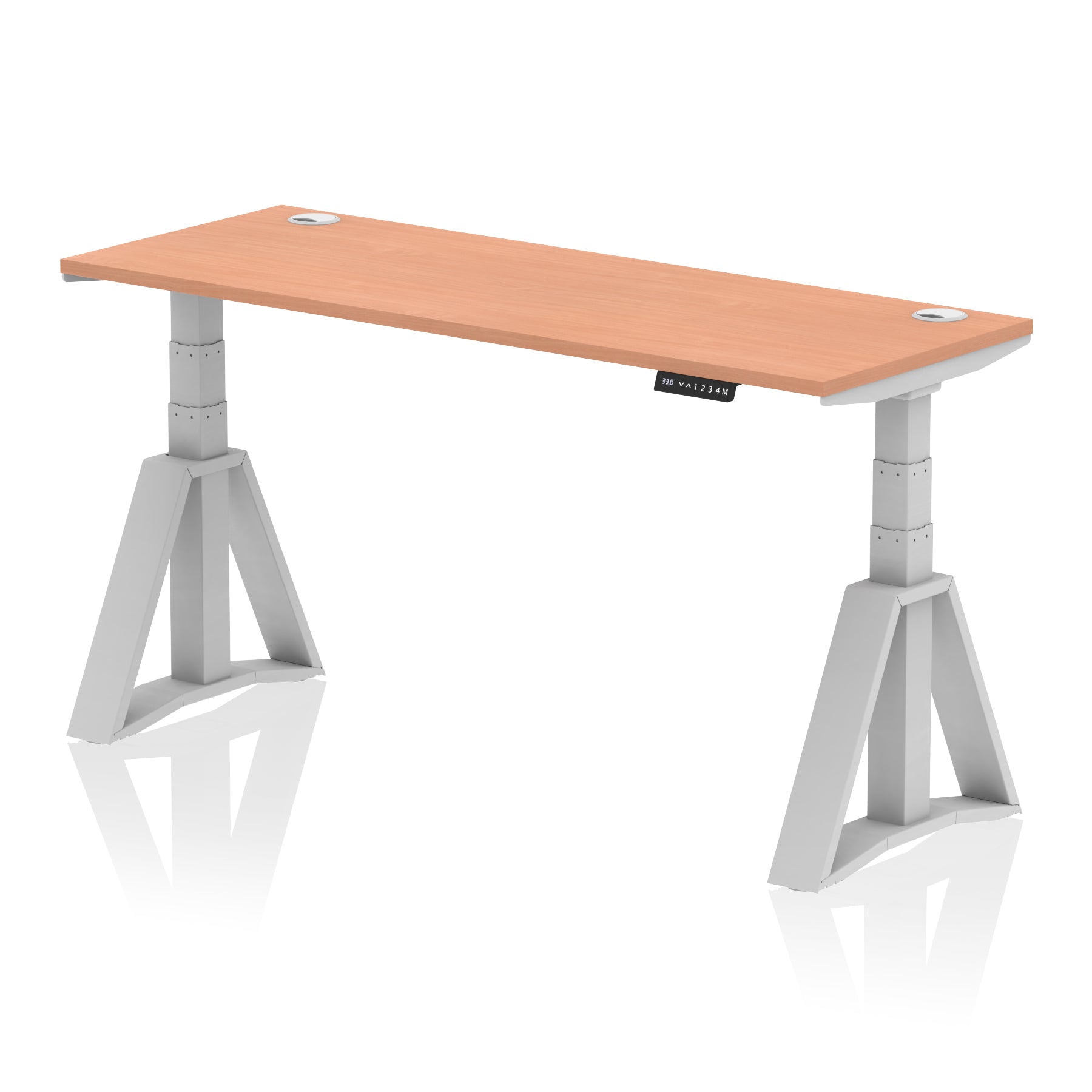 Height Adjustable Slimline Desk with Cable Ports, 1200-1800mm Wide, Multiple Desktop & Frame Colours, Steel Frame, 10-Year Warranty, Self-Assembly