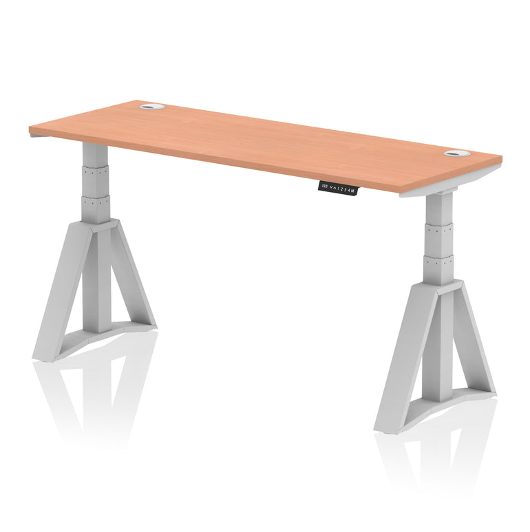 Height Adjustable Slimline Desk with Cable Ports, 1200-1800mm Wide, Multiple Desktop & Frame Colours, Steel Frame, 10-Year Warranty, Self-Assembly