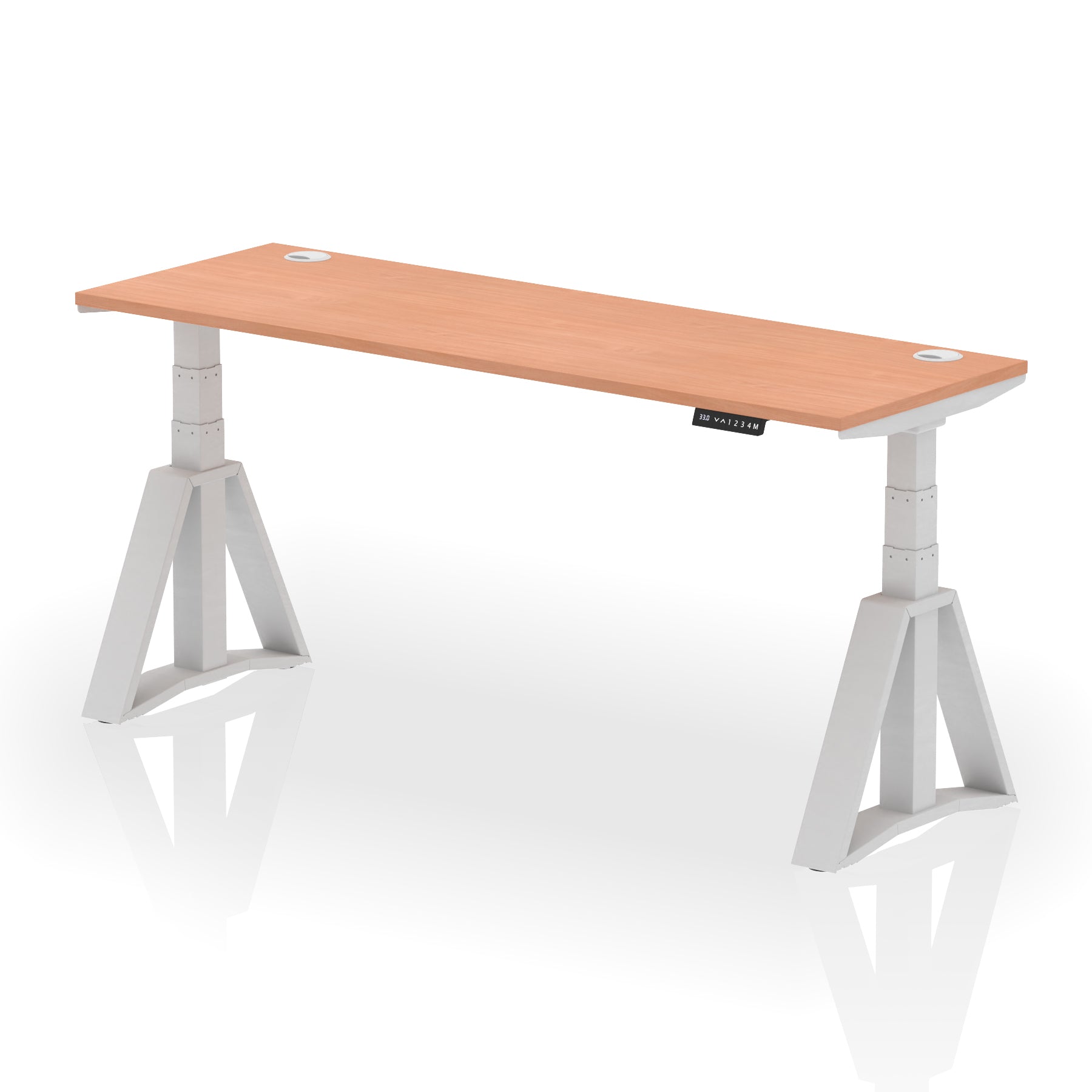 Height Adjustable Slimline Desk with Cable Ports, 1200-1800mm Wide, Multiple Desktop & Frame Colours, Steel Frame, 10-Year Warranty, Self-Assembly