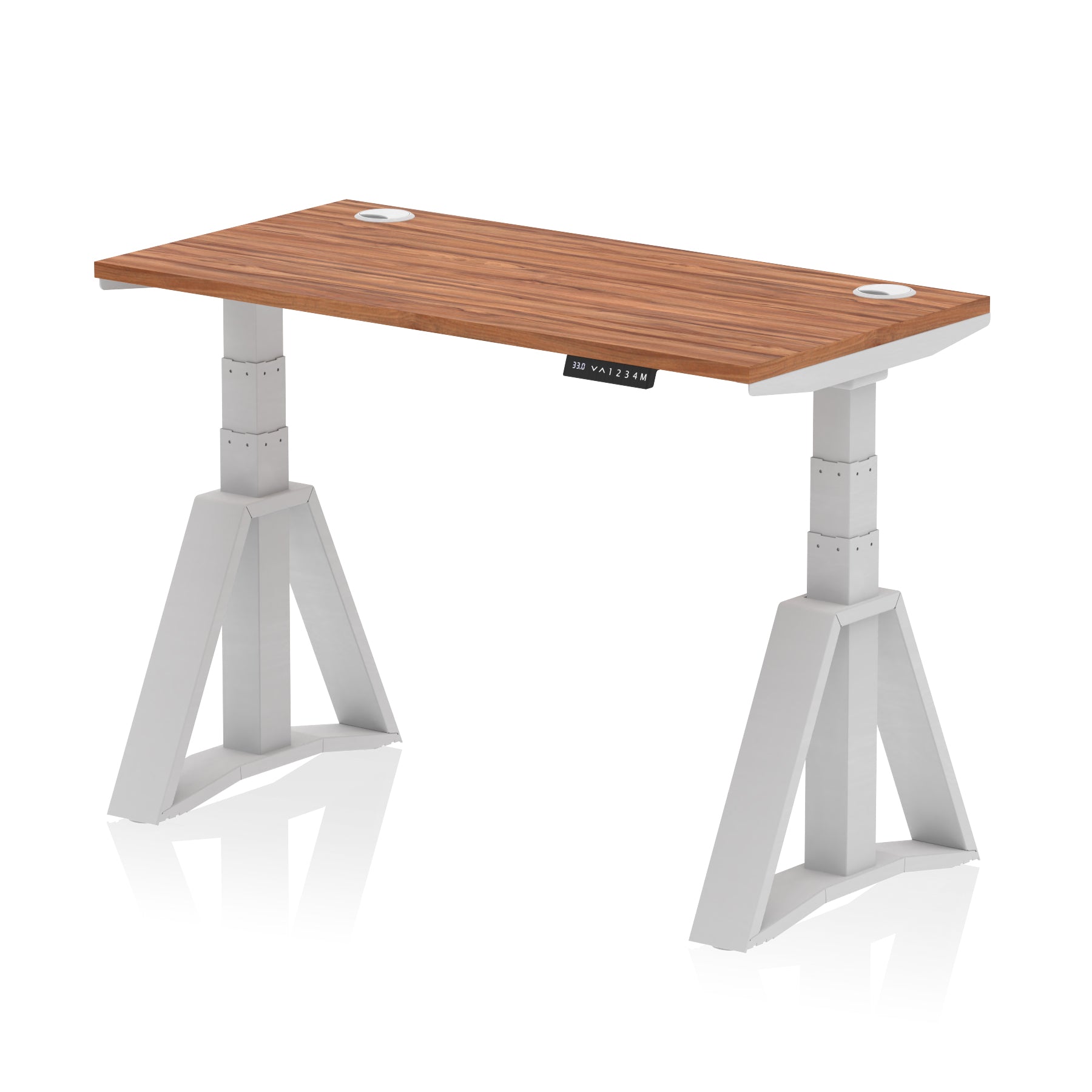 Height Adjustable Slimline Desk with Cable Ports, 1200-1800mm Wide, Multiple Desktop & Frame Colours, Steel Frame, 10-Year Warranty, Self-Assembly