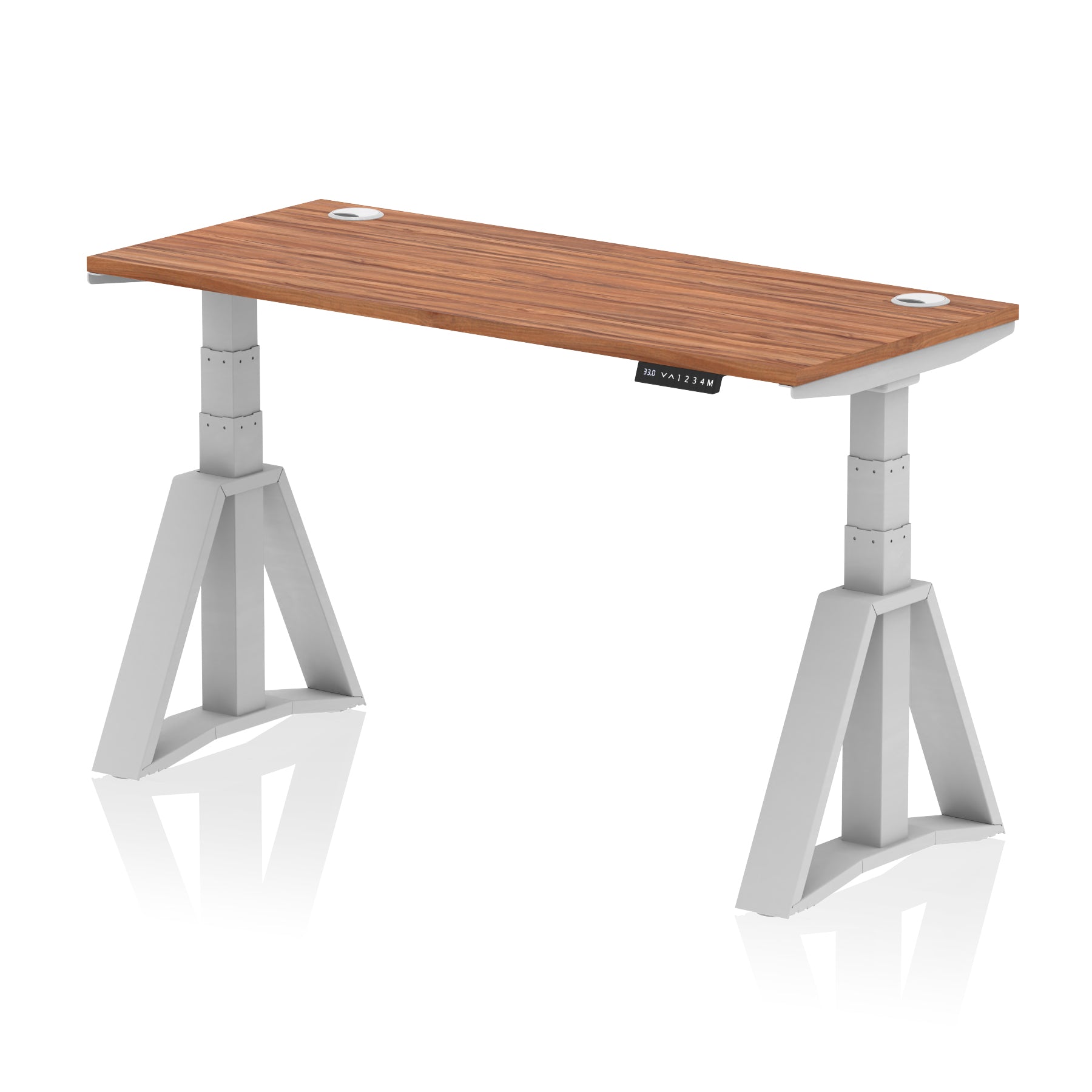 Height Adjustable Slimline Desk with Cable Ports, 1200-1800mm Wide, Multiple Desktop & Frame Colours, Steel Frame, 10-Year Warranty, Self-Assembly