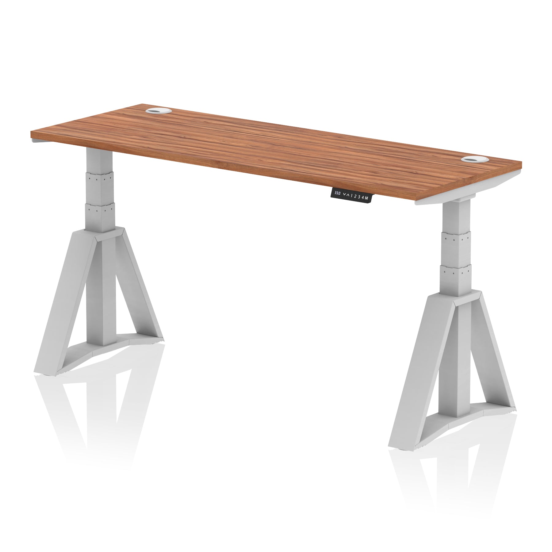 Height Adjustable Slimline Desk with Cable Ports, 1200-1800mm Wide, Multiple Desktop & Frame Colours, Steel Frame, 10-Year Warranty, Self-Assembly
