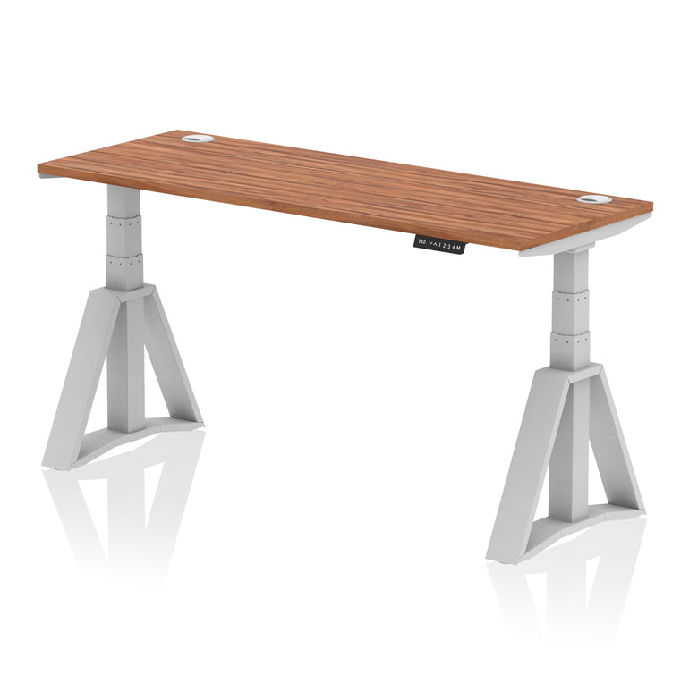 Height Adjustable Slimline Desk with Cable Ports, 1200-1800mm Wide, Multiple Desktop & Frame Colours, Steel Frame, 10-Year Warranty, Self-Assembly