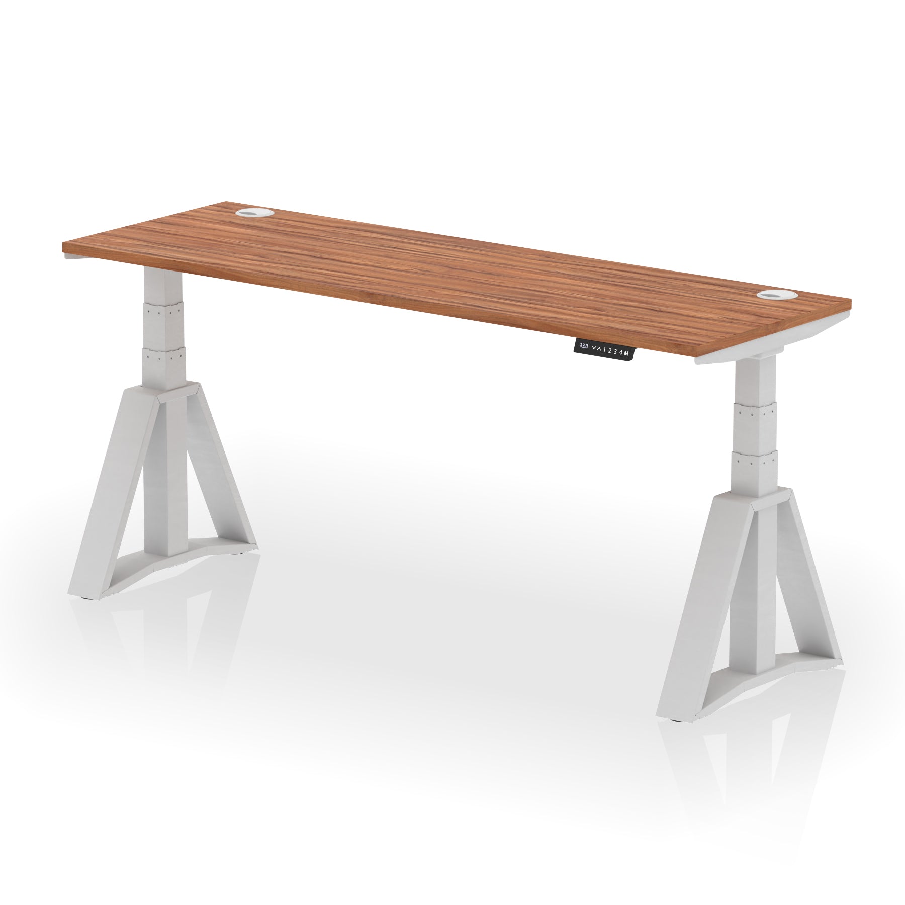 Height Adjustable Slimline Desk with Cable Ports, 1200-1800mm Wide, Multiple Desktop & Frame Colours, Steel Frame, 10-Year Warranty, Self-Assembly