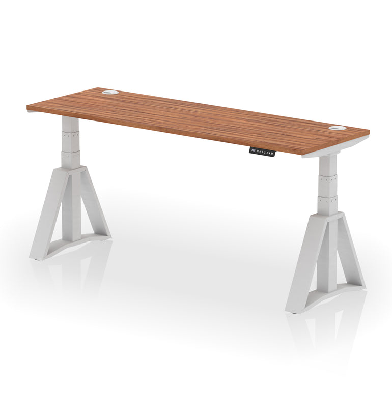 Height Adjustable Slimline Desk with Cable Ports, 1200-1800mm Wide, Multiple Desktop & Frame Colours, Steel Frame, 10-Year Warranty, Self-Assembly