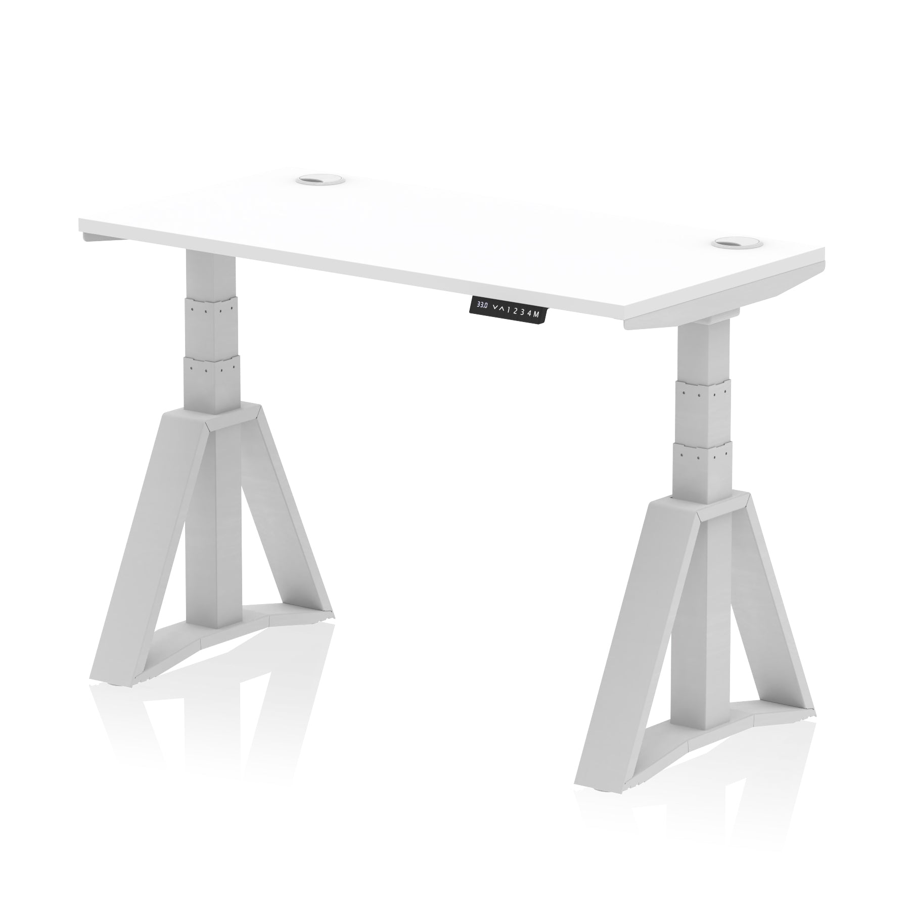 Height Adjustable Slimline Desk with Cable Ports, 1200-1800mm Wide, Multiple Desktop & Frame Colours, Steel Frame, 10-Year Warranty, Self-Assembly
