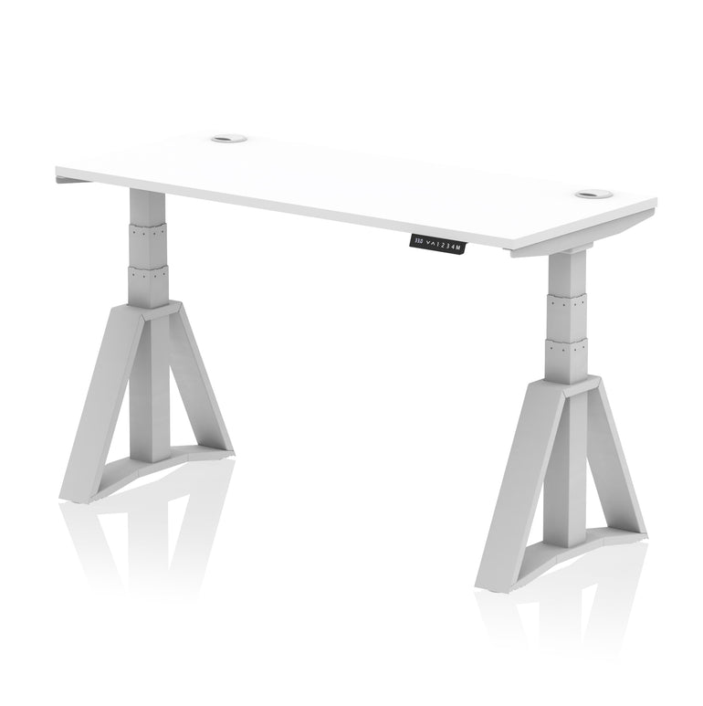 Height Adjustable Slimline Desk with Cable Ports, 1200-1800mm Wide, Multiple Desktop & Frame Colours, Steel Frame, 10-Year Warranty, Self-Assembly