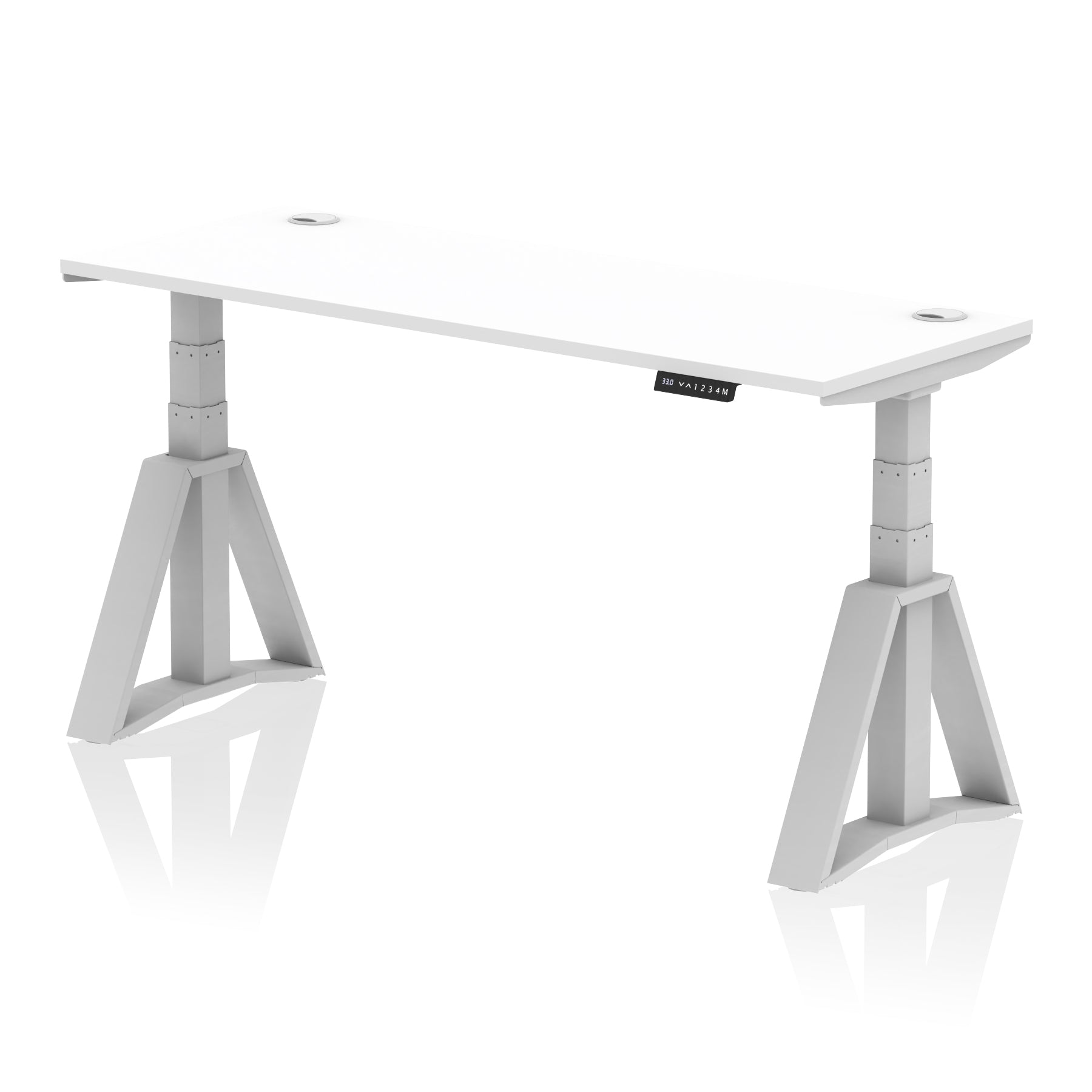 Height Adjustable Slimline Desk with Cable Ports, 1200-1800mm Wide, Multiple Desktop & Frame Colours, Steel Frame, 10-Year Warranty, Self-Assembly