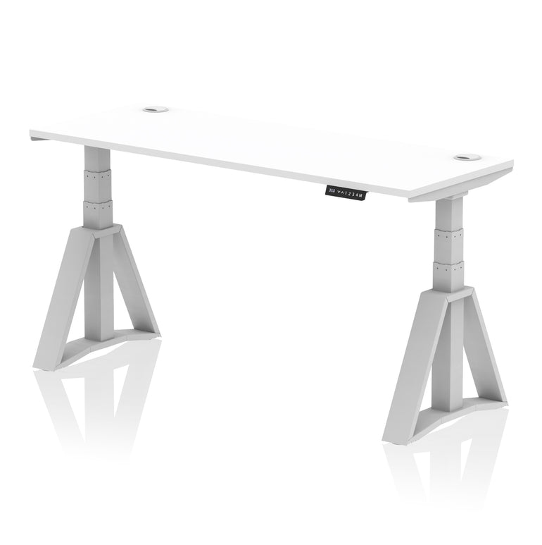 Height Adjustable Slimline Desk with Cable Ports, 1200-1800mm Wide, Multiple Desktop & Frame Colours, Steel Frame, 10-Year Warranty, Self-Assembly
