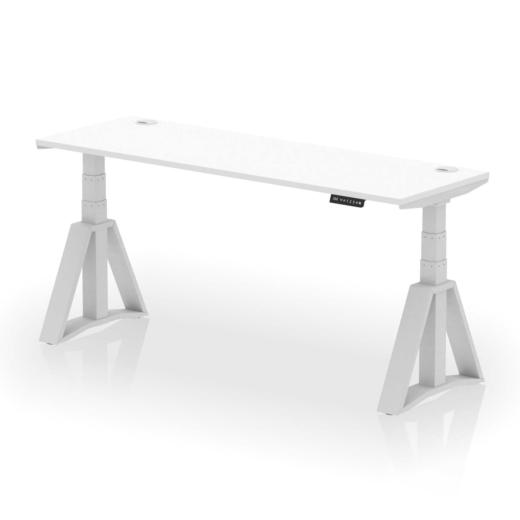Height Adjustable Slimline Desk with Cable Ports, 1200-1800mm Wide, Multiple Desktop & Frame Colours, Steel Frame, 10-Year Warranty, Self-Assembly