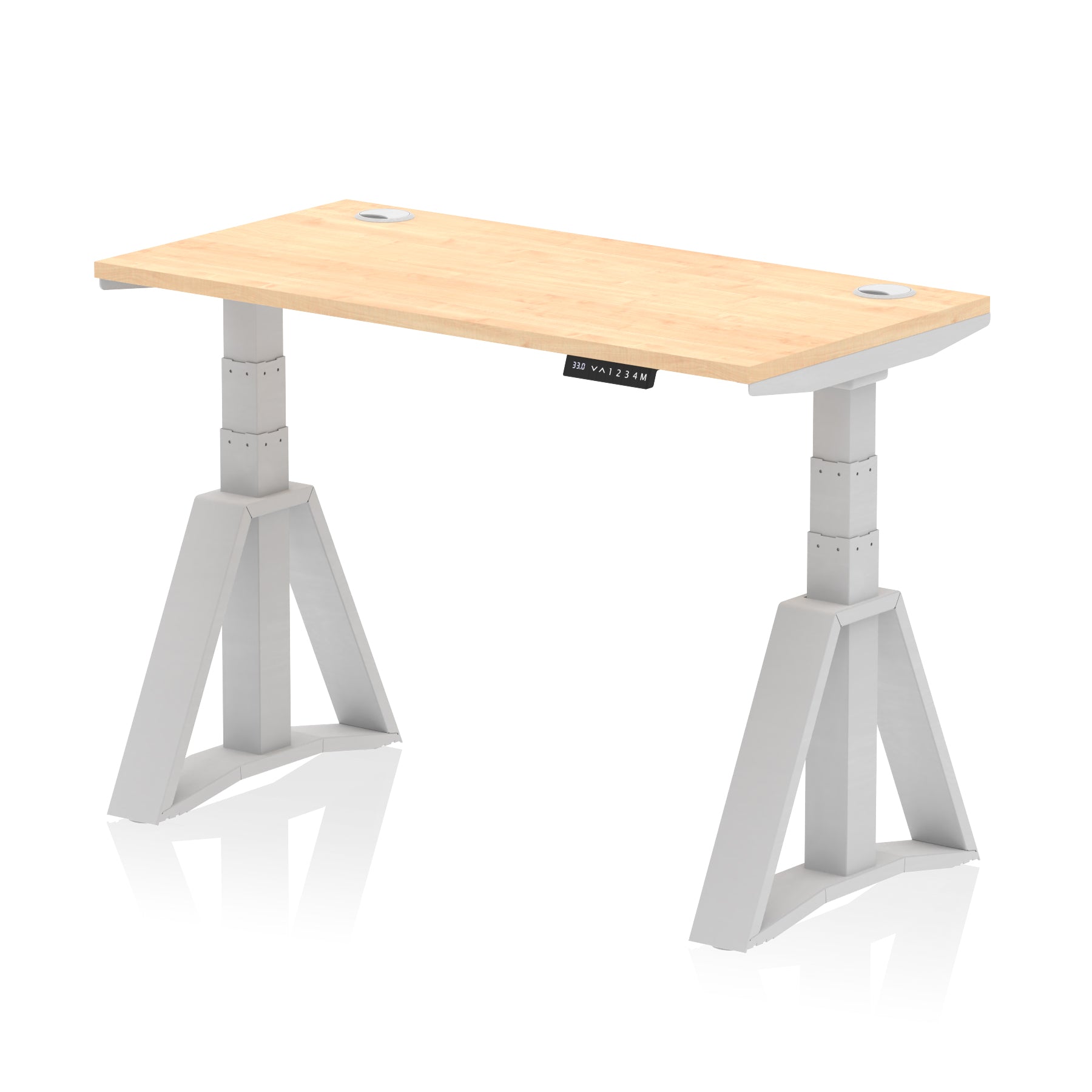 Height Adjustable Slimline Desk with Cable Ports, 1200-1800mm Wide, Multiple Desktop & Frame Colours, Steel Frame, 10-Year Warranty, Self-Assembly