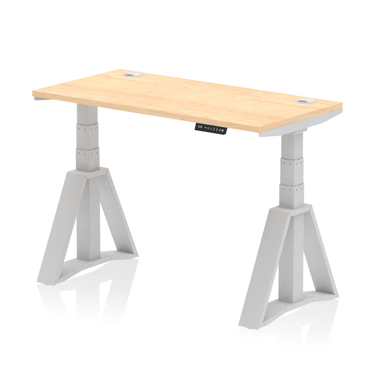 Height Adjustable Slimline Desk with Cable Ports, 1200-1800mm Wide, Multiple Desktop & Frame Colours, Steel Frame, 10-Year Warranty, Self-Assembly