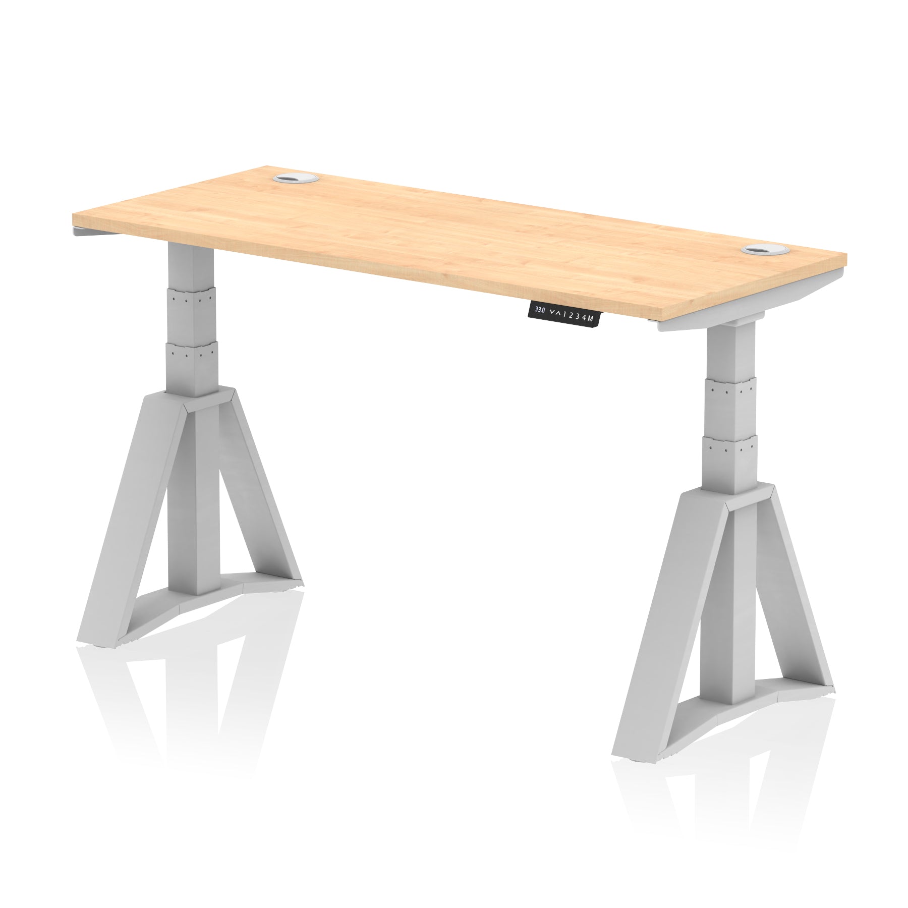 Height Adjustable Slimline Desk with Cable Ports, 1200-1800mm Wide, Multiple Desktop & Frame Colours, Steel Frame, 10-Year Warranty, Self-Assembly